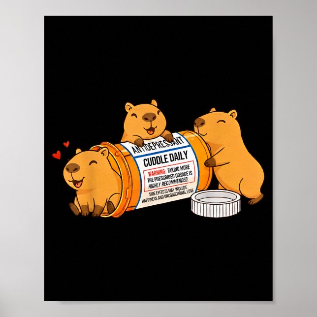Affiche Capybara drôle antidépresseur Zoo garçons filles e (Devant)