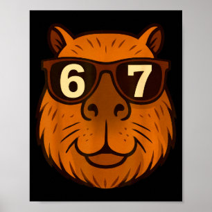 Affiche Capybara drôle Sungles 67 Six Sept Mème