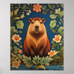 Affiche Capybara élégant - Inspiré par William Morris