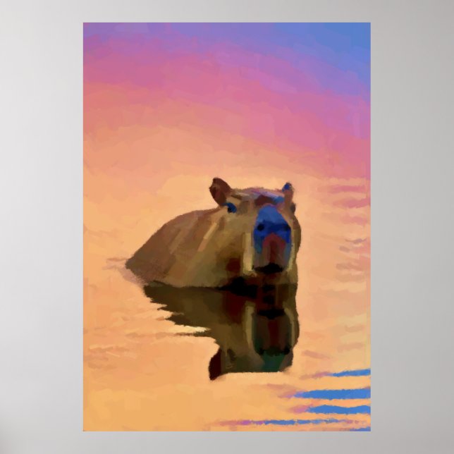 Affiche Capybara Émergée d'un lac paisible (Devant)