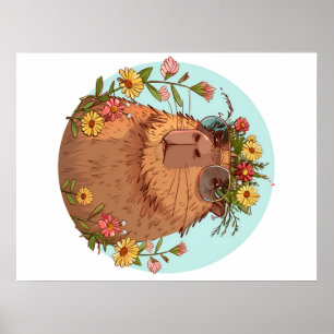 Affiche Capybara en lunettes de soleil Été