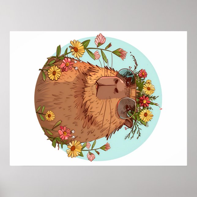 Affiche Capybara en lunettes de soleil Été (Devant)