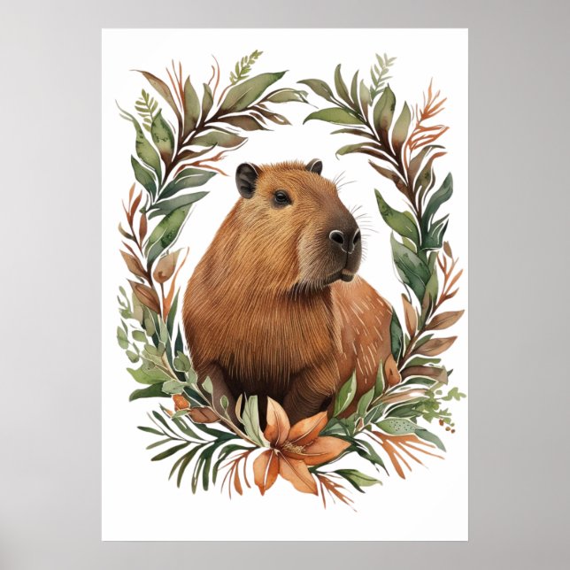 Affiche Capybara Floral Art Print (Devant)