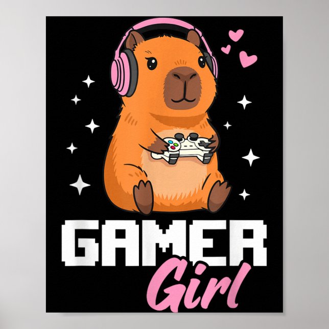 Affiche Capybara Gamer Girl Gaming  (Devant)