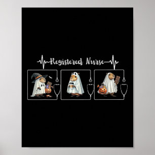 Affiche Capybara Ghost Stethoscope Infirmière inscrite Éff