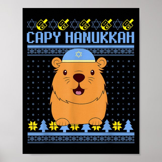 Affiche Capybara Hanukkah Capy Hanukkah Chanukah Jewish Ki (Devant)