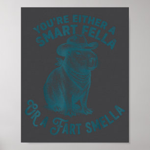 Affiche Capybara Intelligent Gars Ébouriffant Rigolo Cowbo