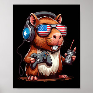 Affiche Capybara joueur du 4 juillet – Anima patriotique d