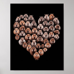 Affiche Capybara Love Heart Valentine Pour Enfants Femmes