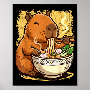 Affiche Capybara mangeant des nouilles Ramen