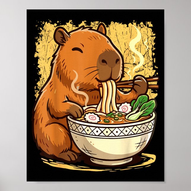 Affiche Capybara mangeant des nouilles Ramen  (Devant)