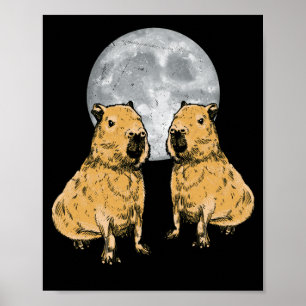 Affiche Capybara Moon Funny Capybaras