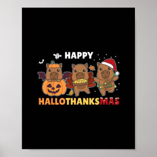 Affiche capybara noël halloween costume heureux halloth
