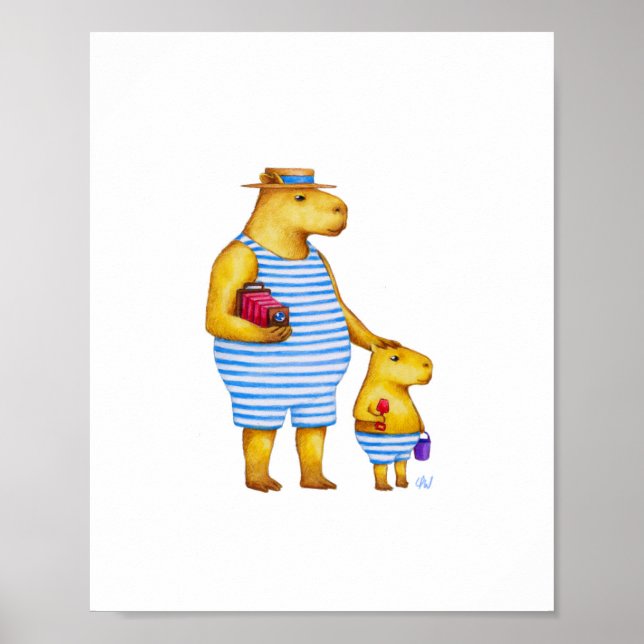Affiche Capybara père et fils 8 x 10 Imprimer (Devant)