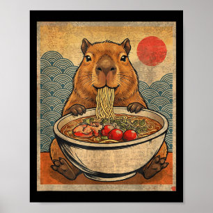 Affiche Capybara Ramen Japonais Graphique Drôle Kawaii Ani