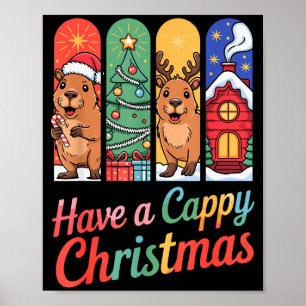 Affiche Capybara Renne Xmas Joyeux Noël Capy