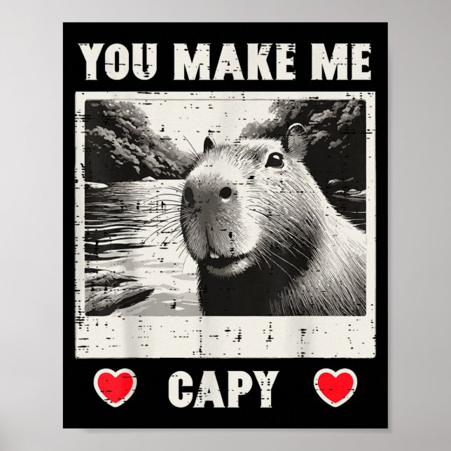 Affiche Capybara Saint-Valentin Selfie Me Rendre Capy Homm (Devant)