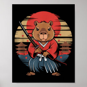 Affiche Capybara Samouraï Japonais