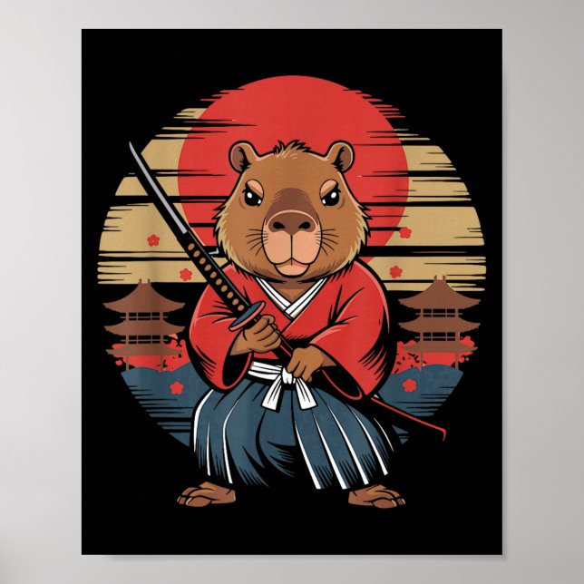Affiche Capybara Samouraï Japonais (Devant)