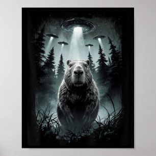 Affiche Capybara Selfie Avec Alien Ufo Funny Capybara Cade