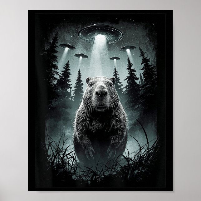 Affiche Capybara Selfie Avec Alien Ufo Funny Capybara Cade (Devant)