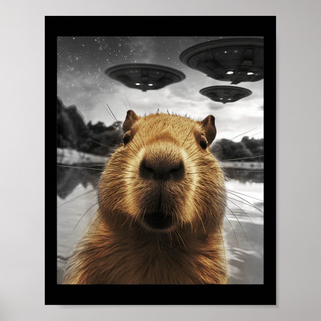 Affiche Capybara Selfie Funny Xmas Animal Graphisme Capyba (Devant)