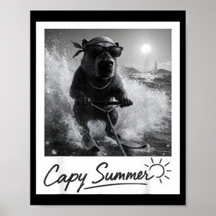 Affiche Capybara ski aquatique été mème drôle