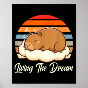 Affiche Capybara sleepybara vivant le rêve rétro vintage