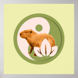 Affiche Capybara Zen Yin Yang Nature Paisible