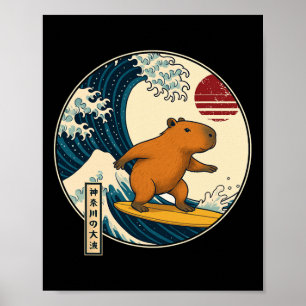 Affiche Capyra Japonais Kanagawa Vague Surf Japon Garçons