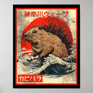 Affiche Capyzilla _ Vague de Kanagwa Japon _ Capybara Rong