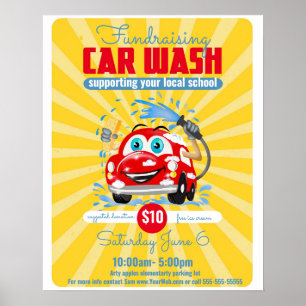 Affiche Car Wash thème Événement Flyer, évènement scolaire