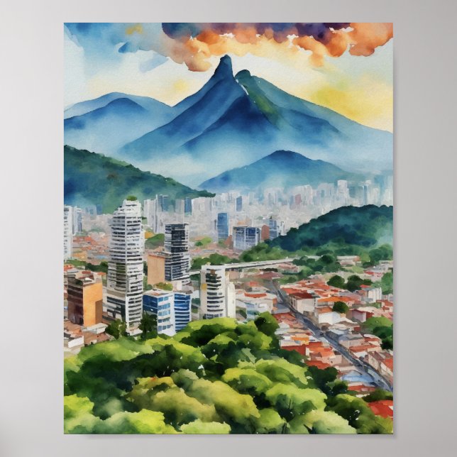 Affiche Caracas Venezuela Aquarelle (Devant)
