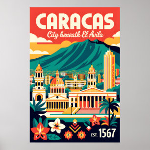 Affiche Caracas Venezuela Rétro Voyage Vintage