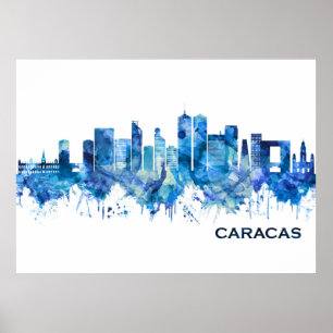 Affiche Caracas Venezuela Skyline Blue