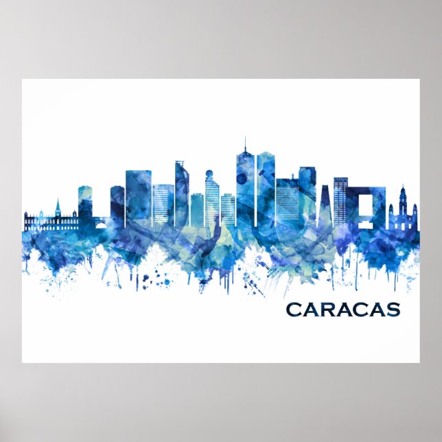 Affiche Caracas Venezuela Skyline Blue (Devant)