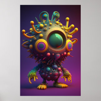 Affiche Caractère coloré 3D enchanteur