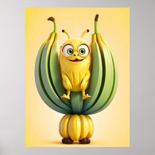 Affiche Caractère de banane drôle