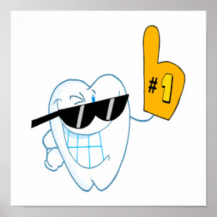 Affiche Caractère de dessin de dent souriante Numéro un