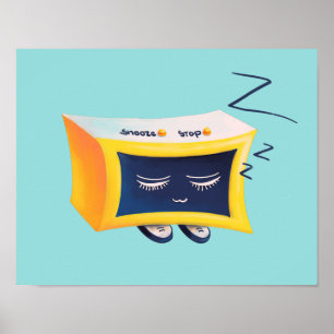 Affiche Caractère de l'alarme de couchage Kawaii mignon