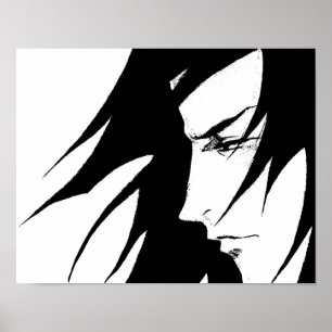 Affiche Caractère Manga Anime noir et blanc