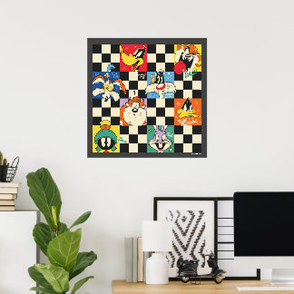 Affiche Caractères LOONEY TUNES™ sur Checker noir et blanc