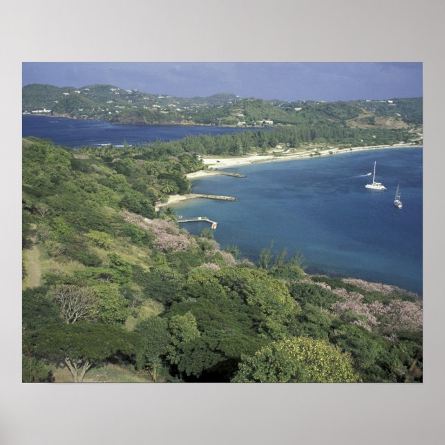 Affiche Caraïbes, Antilles, Sainte-Lucie. Vue (Devant)