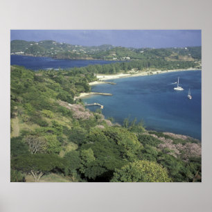 Affiche Caraïbes, Antilles, Sainte-Lucie. Vue de