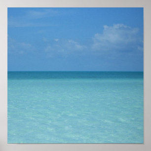Affiche Caraïbes Horizon Tropical Turquoise Bleu
