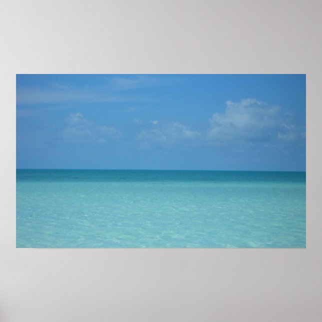 Affiche Caraïbes Horizon Tropical Turquoise Bleu (Devant)