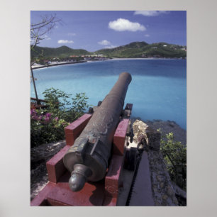 Affiche CARAÏBES, St. Barts, Connon visant la baie de