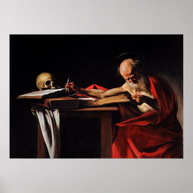 Affiche Caravage - Saint Jérôme écrivant 1605 (Devant)