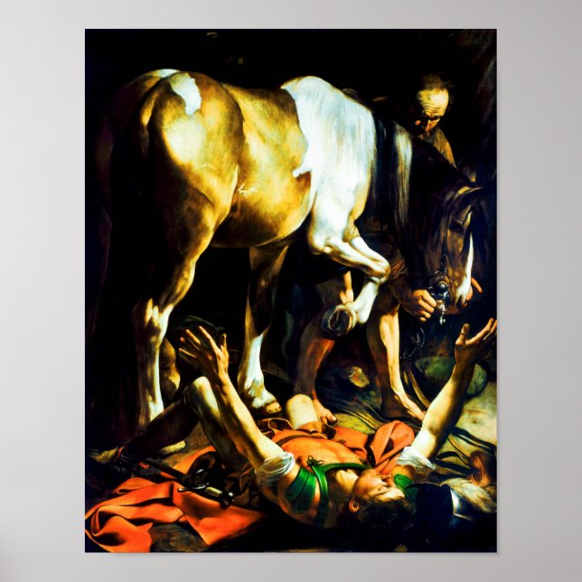 Affiche Caravaggio : Conversion sur le chemin de Damas (Devant)