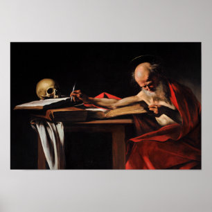 Affiche Caravaggio - Écriture Saint Jérôme